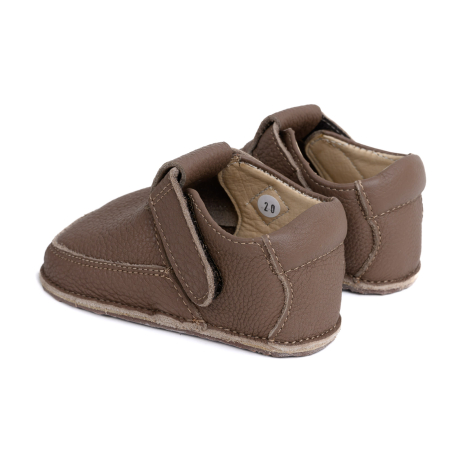 Papucei Barefoot Copii, primii pasi, piele naturala, talpa flexibila de cauciuc, Melvelo - Dark Oak [2]
