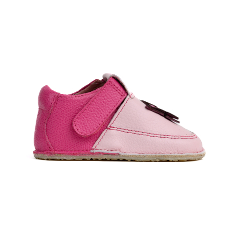 Papucei Barefoot Copii, primii pasi, piele naturala, talpa flexibila de cauciuc, Melvelo - Dusty Pink / Fuchsia / Butterfly [3]