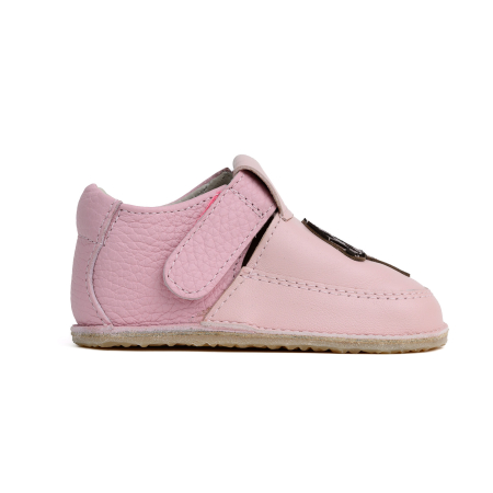 Papucei Barefoot Copii, primii pasi, piele naturala, talpa flexibila de cauciuc, Melvelo - Dusty Pink / Mushroom [3]