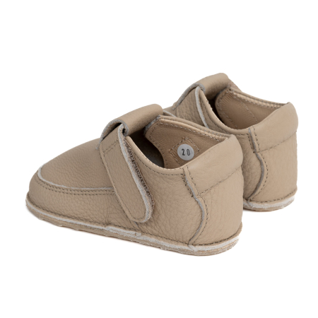 Papucei Barefoot Copii, primii pasi, piele naturala, talpa flexibila de cauciuc, Melvelo - Taupe [2]