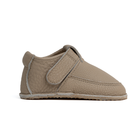 Papucei Barefoot Copii, primii pasi, piele naturala, talpa flexibila de cauciuc, Melvelo - Taupe [3]