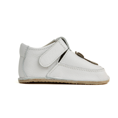 Papucei Barefoot Copii, primii pasi, piele naturala, talpa flexibila de cauciuc, Melvelo - White / Gray Bear [3]