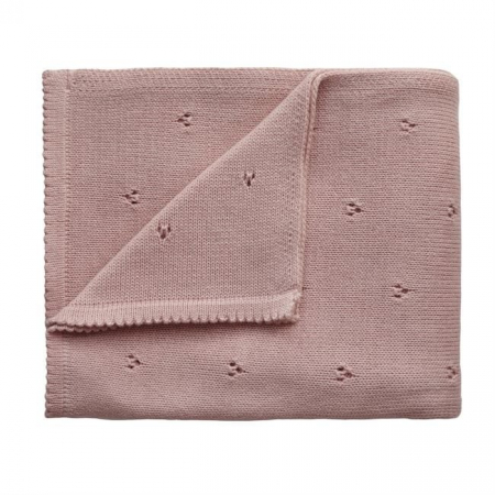Articole textile - Patura tricotata 80 x 100 cm din 100% bumbac organic, Mushie, Pointelle - Blush