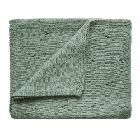 Articole textile - Patura tricotata 80 x 100 cm din 100% bumbac organic, Mushie, Pointelle - Sage Melange