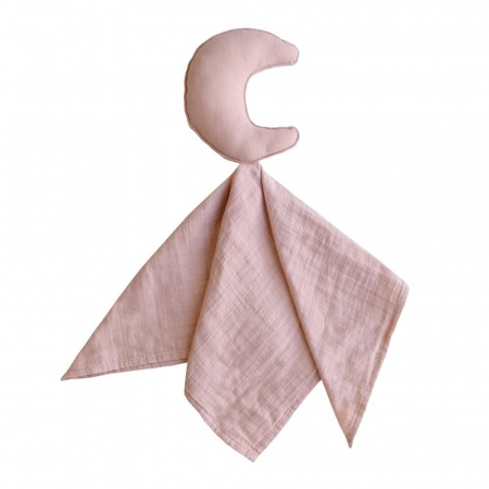 Paturici bebe - Paturica din bumbac pentru bebe, luna, 30x50cm, Mushie Lovey Blanket - Primrose
