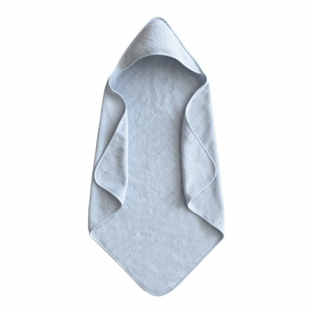 Articole textile - Prosop de baie cu gluga pentru bebelusi Mushie 77x77cm 100% Bumbac Organic - Baby Blue