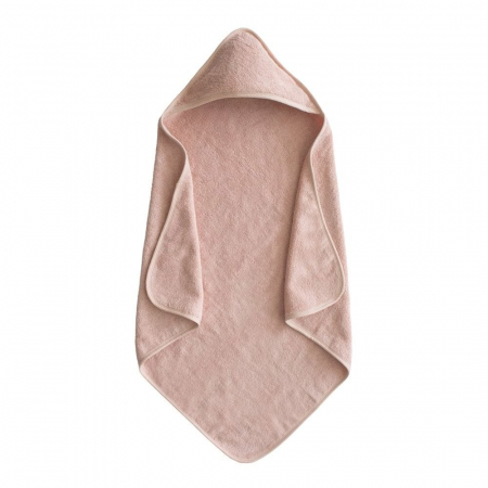 Articole textile - Prosop de baie cu gluga pentru bebelusi Mushie 77x77cm 100% Bumbac Organic - Blush