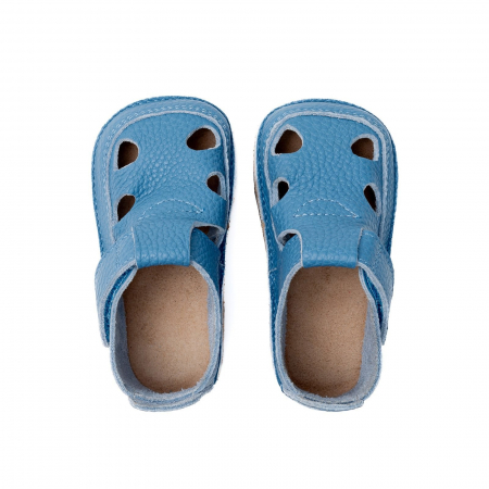 Sandale Barefoot Copii, primi pasi, piele naturala, talpa flexibila de cauciuc, Melvelo - Baby Blue [4]