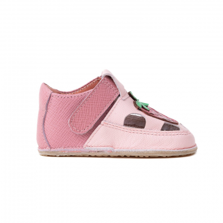 Sandale Barefoot Copii, primi pasi, piele naturala, talpa flexibila de cauciuc, Melvelo - Pink / Capsunica [3]