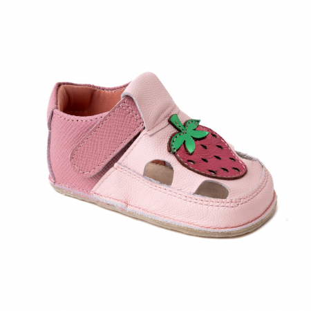 Incaltaminte copii - Sandale Barefoot Copii, primi pasi, piele naturala, talpa flexibila de cauciuc, Melvelo - Pink / Capsunica