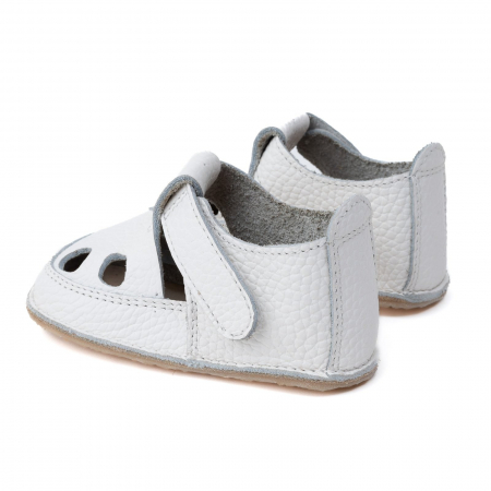 Sandale Barefoot Copii, primi pasi, piele naturala, talpa flexibila de cauciuc, Melvelo - White [2]