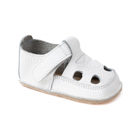 Sandale - Sandale Barefoot Copii, primi pasi, piele naturala, talpa flexibila de cauciuc, Melvelo - White