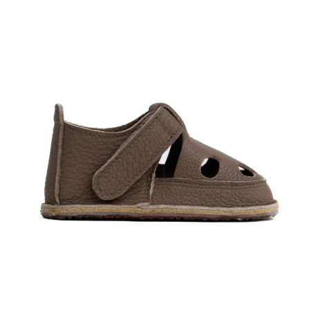 Sandale Barefoot Copii, primii pasi, piele naturala, talpa flexibila de cauciuc, Melvelo - Brown [3]