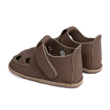Sandale Barefoot Copii, primii pasi, piele naturala, talpa flexibila de cauciuc, Melvelo - Brown [2]