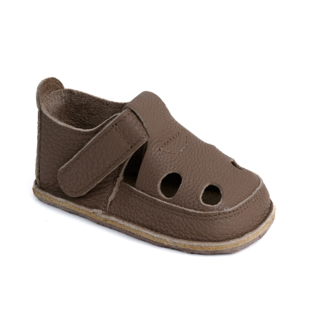 Sandale - Sandale Barefoot Copii, primii pasi, piele naturala, talpa flexibila de cauciuc, Melvelo - Brown