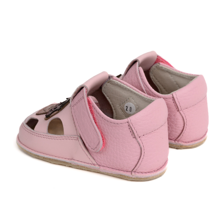 Sandale Barefoot Copii, primii pasi, piele naturala, talpa flexibila de cauciuc, Melvelo - Dusty Pink / Mushroom [2]