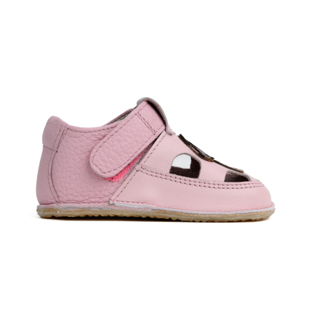 Sandale Barefoot Copii, primii pasi, piele naturala, talpa flexibila de cauciuc, Melvelo - Dusty Pink / Mushroom [3]
