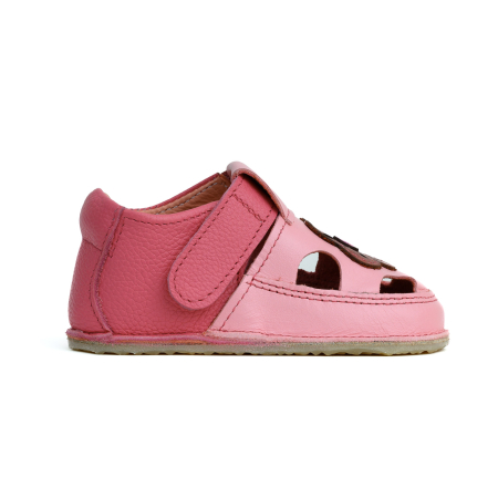 Sandale Barefoot Copii, primii pasi, piele naturala, talpa flexibila de cauciuc, Melvelo - Pink / Flower [3]