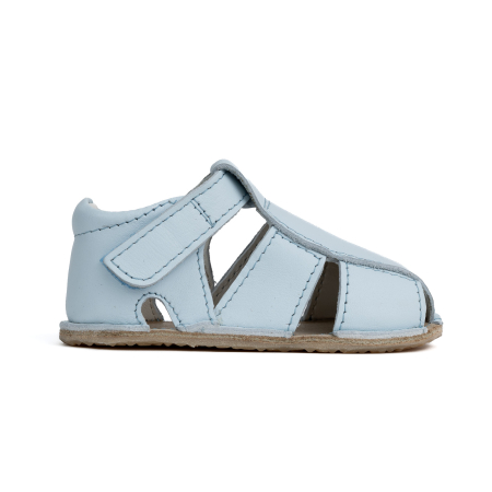 Sandale Barefoot Copii, primii pasi, piele naturala, talpa flexibila de cauciuc, Melvelo, Roman - Baby Blue [3]