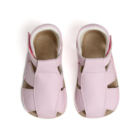 Papucei Barefoot Copii, primii pasi, piele naturala, talpa flexibila de cauciuc, Melvelo - Taupe [1]