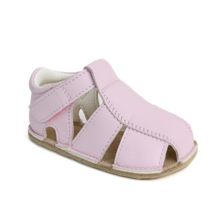 Sandale - Papucei Barefoot Copii, primii pasi, piele naturala, talpa flexibila de cauciuc, Melvelo - Taupe