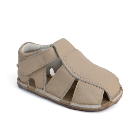 Sandale - Sandale Barefoot Copii, primii pasi, piele naturala, talpa flexibila de cauciuc, Melvelo, Roman - Beige
