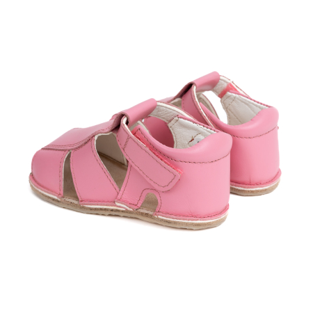 Sandale Barefoot Copii, primii pasi, piele naturala, talpa flexibila de cauciuc, Melvelo, Roman - Pink [2]