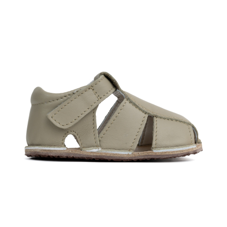 Papucei Barefoot Copii, primii pasi, piele naturala, talpa flexibila de cauciuc, Melvelo - Stone Grey / Navy / Raton [3]