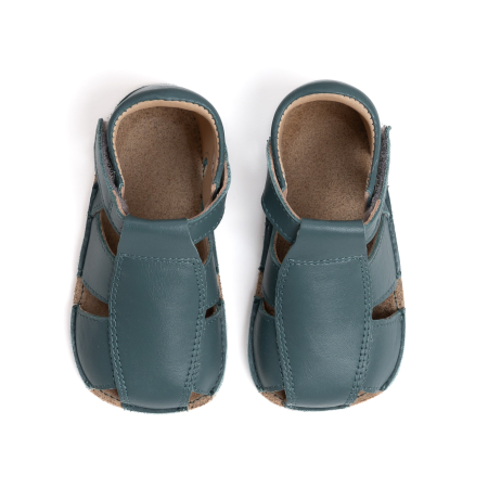 Papucei Barefoot Copii, primii pasi, piele naturala, talpa flexibila de cauciuc, Melvelo - Ivory / Dark Oak / Hipo [1]
