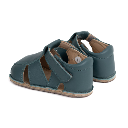 Papucei Barefoot Copii, primii pasi, piele naturala, talpa flexibila de cauciuc, Melvelo - Ivory / Dark Oak / Hipo [2]