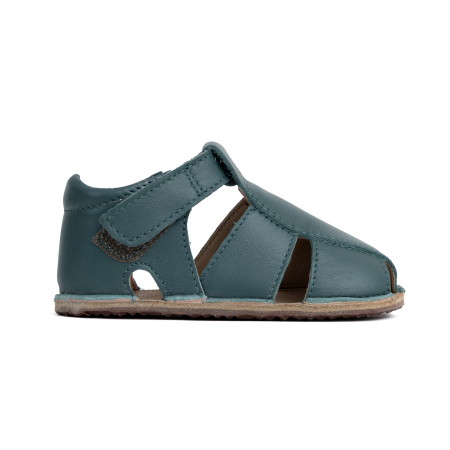 Papucei Barefoot Copii, primii pasi, piele naturala, talpa flexibila de cauciuc, Melvelo - Ivory / Dark Oak / Hipo [3]