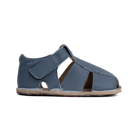 Sandale Barefoot Copii, primii pasi, piele naturala, talpa flexibila de cauciuc, Melvelo, Roman - Steel Blue [3]