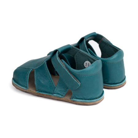 Papucei Barefoot Copii, primii pasi, piele naturala, talpa flexibila de cauciuc, Melvelo - Sage / Football [2]