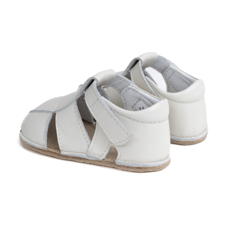 Sandale Barefoot Copii, primii pasi, piele naturala, talpa flexibila de cauciuc, Melvelo, Roman - White [2]