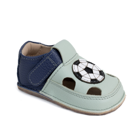 Sandale Barefoot Copii, primii pasi, piele naturala, talpa flexibila de cauciuc, Melvelo - Sage / Football [0]