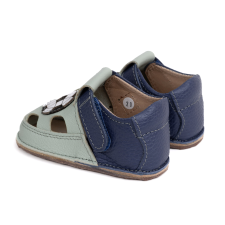 Sandale Barefoot Copii, primii pasi, piele naturala, talpa flexibila de cauciuc, Melvelo - Sage / Football [2]