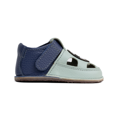 Sandale Barefoot Copii, primii pasi, piele naturala, talpa flexibila de cauciuc, Melvelo - Sage / Football [3]