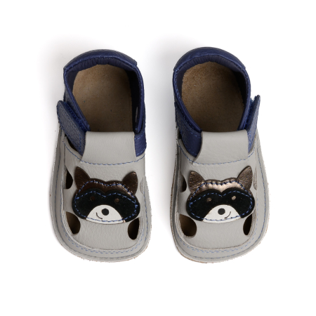 Sandale Barefoot Copii, primii pasi, piele naturala, talpa flexibila de cauciuc, Melvelo - Stone Grey / Raton [1]