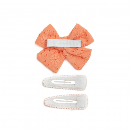 Set 2 agrafe si 1 clama de par cu funda, fetite, cotton, Melvelo - Orange [2]