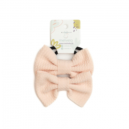 Accesorii par - Set 2 elastice pentru par cu funda, bebe, Melvelo - Cream