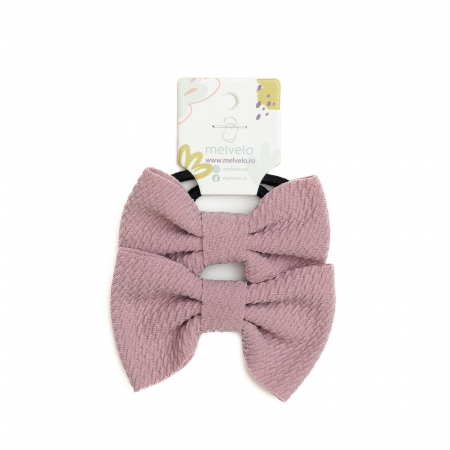 Accesorii par - Set 2 elastice pentru par cu funda, bebe, Melvelo - Dusty Lilac