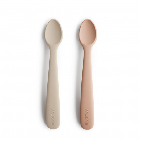 Servire masa copii - Set 2 Lingurite Mushie- Blush/ Shifting Sand