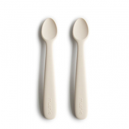 Servire masa copii - Set 2 Lingurite Mushie- Ivory