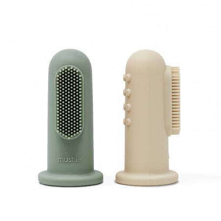 Igiena si ingrijire - Set 2 Periute de dinti Mushie- Cambridge Blue/ Shifting Sand