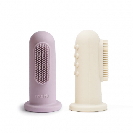 Igiena si ingrijire - Set 2 Periute de dinti Mushie- Soft Lilac / Ivory