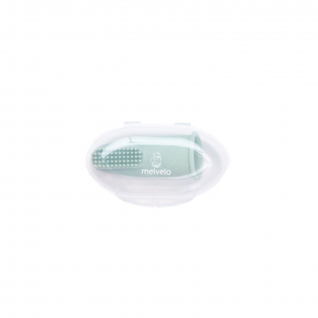 Set 2 periute de dinti si gingii, tip degetar din silicon, in cutie, Melvelo - Cloud / Sage [1]
