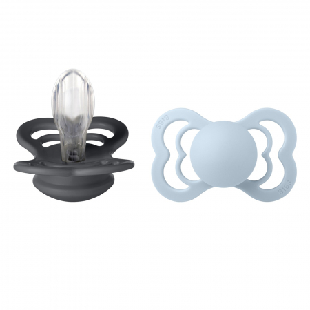 Suzete si accesorii - Set 2 suzete Bibs Supreme- Iron & Baby Blue