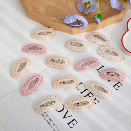 Set 3 agrafe crosetate handmade, pentru par, bebe, Melvelo - Cream / Pink / White [3]