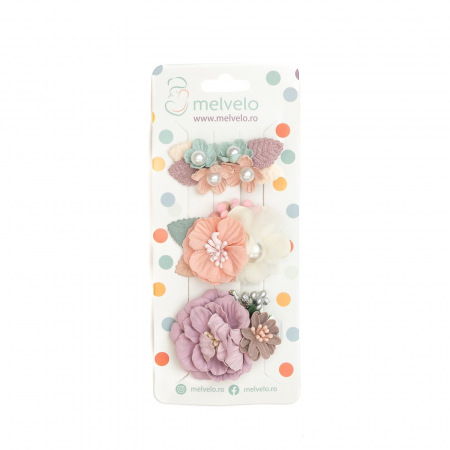 Accesorii par - Set 3 clame elegante cu flori pentru par, fetite, Melvelo - Bluebell
