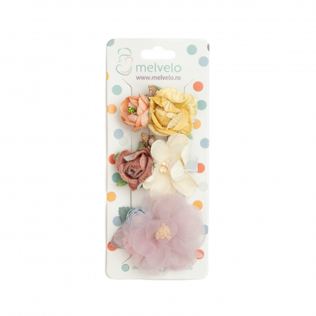 Accesorii par - Set 3 clame elegante cu flori pentru par, fetite, Melvelo - Buttercup